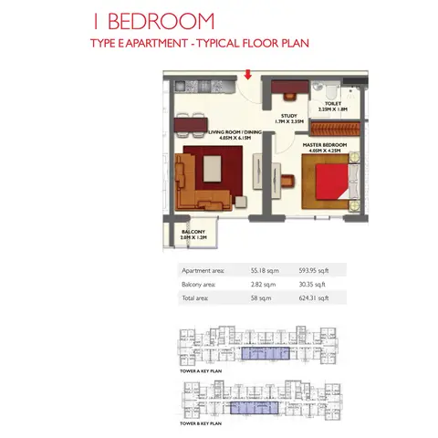 Floor plan, 1 Bed