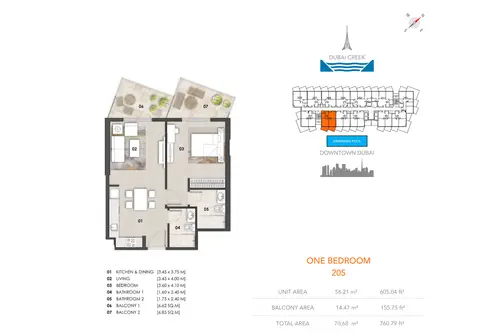 Floor plan, 1 Bed