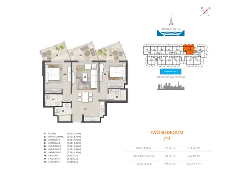 Floor plan, 2 Bed