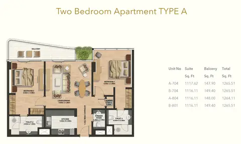 Floor plan, 2 Bed