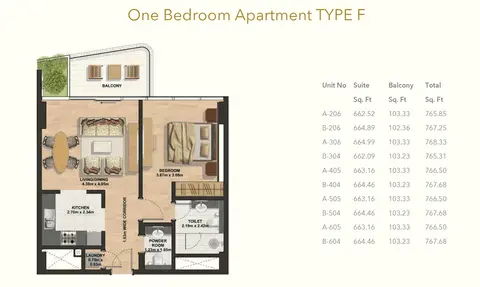 Floor plan, 1 Bed
