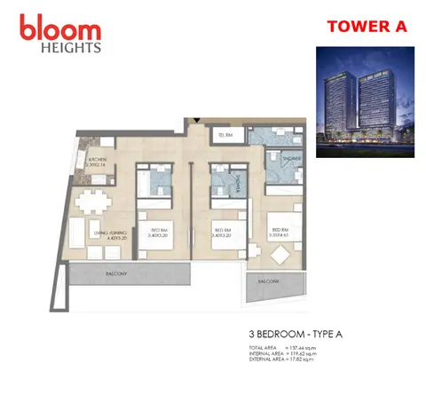Floor plan, 3 Bed