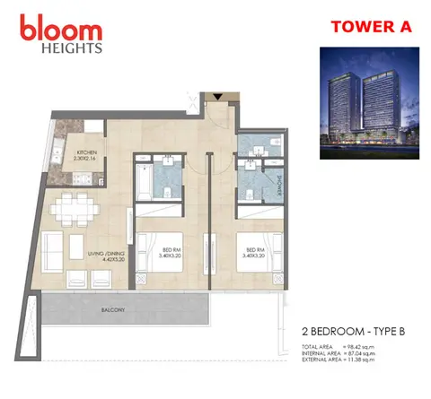 Floor plan, 2 Bed