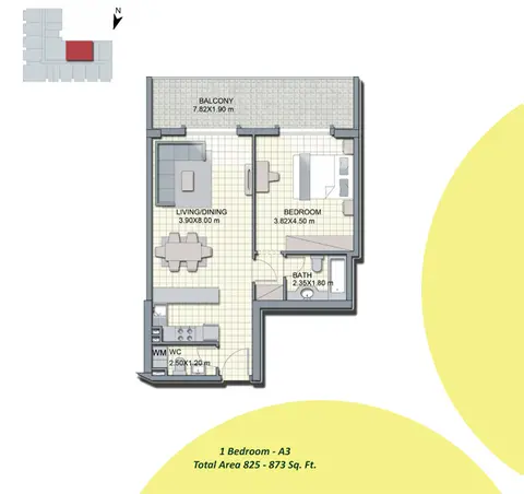 Floor plan, 1 Bed