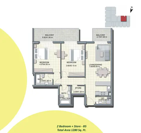 Floor plan, 2 Bed