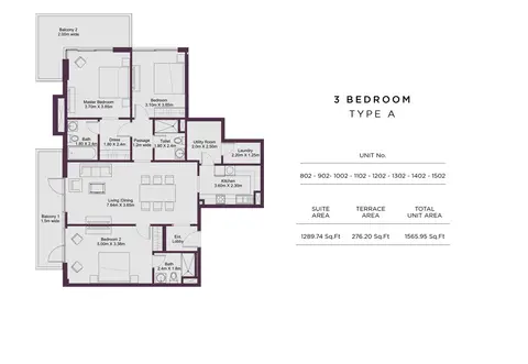 Floor plan, 3 Bed