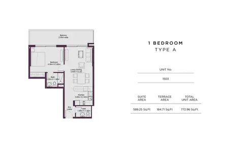 Floor plan, 1 Bed