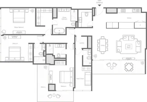 Floor plan, 3 Bed