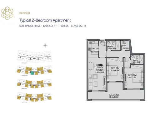 Floor plan, 2 Bed
