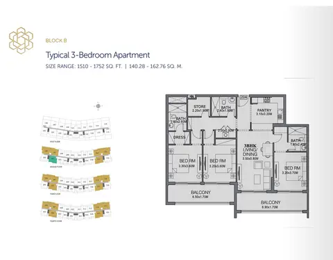 Floor plan, 3 Bed