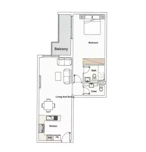 Pantheon Elysee floor plan, 1 Bed, 624 sq ft