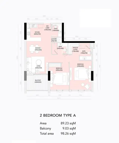 Floor plan, 2 Bed