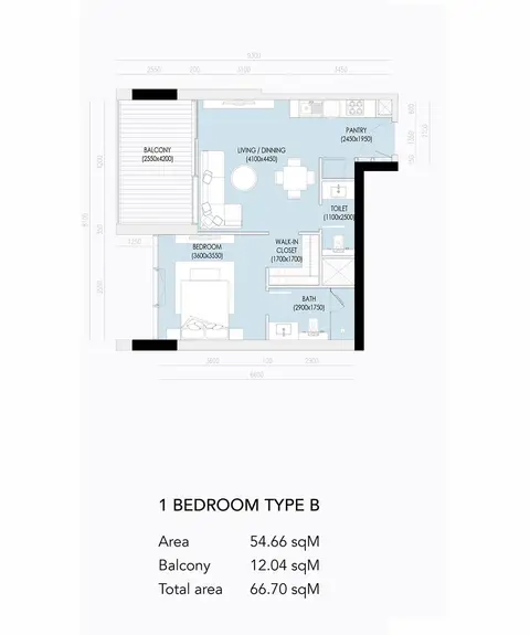 Floor plan, 1 Bed