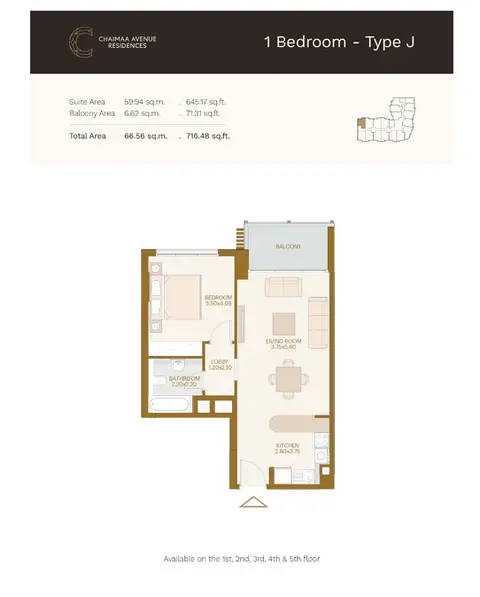 Floor plan, 1 Bed