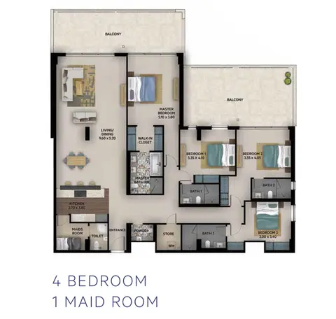 Floor plan, 4 Bed