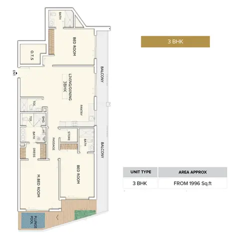 Floor plan, 3 Bed
