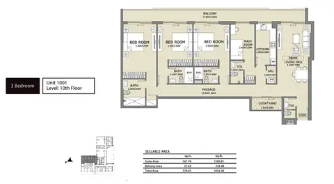 Floor plan, 3 Bed
