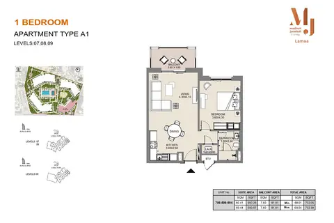 Floor plan, 1 Bed