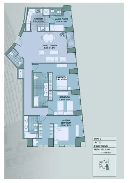 Floor plan, 3 Bed