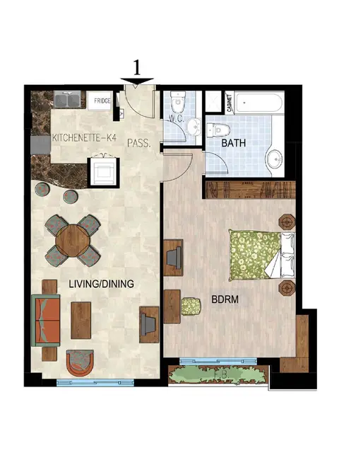 Floor plan, 1 Bed