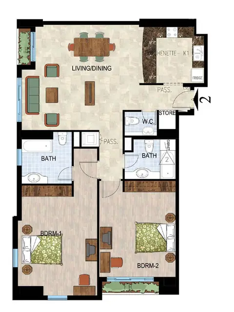 Floor plan, 2 Bed