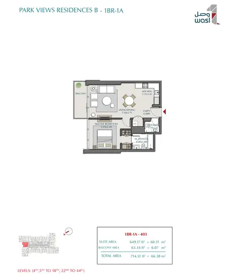 Floor plan, 1 Bed