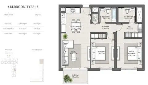 Floor plan, 2 Bed