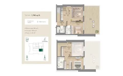 Floor plan, 2 Bed