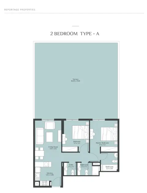 Floor plan, 2 Bed