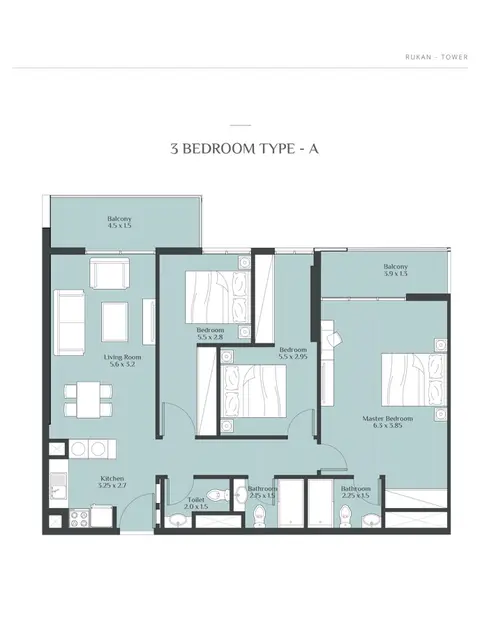 Floor plan, 3 Bed