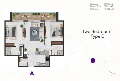 Floor plan, 2 Bed