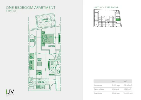 Floor plan, 1 Bed