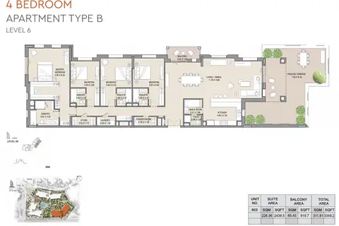 Floor plan, 4 Bed