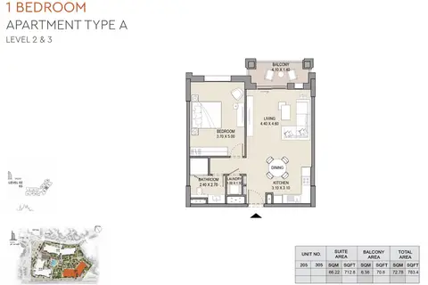 Floor plan, 1 Bed