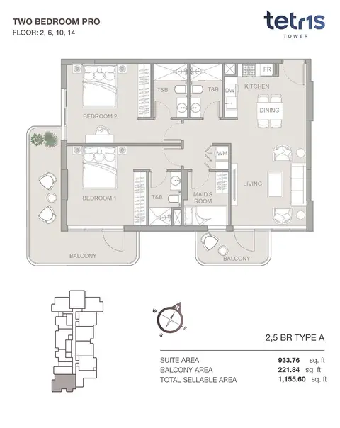 Floor plan, 2 Bed