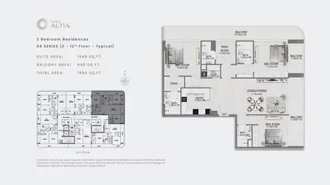 Floor plan, 3 Bed
