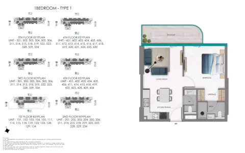 Floor plan, 1 Bed
