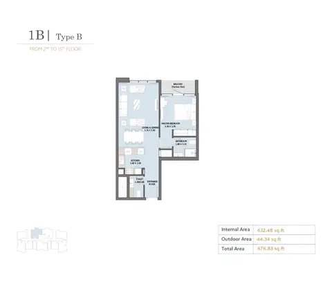 Floor plan, 1 Bed