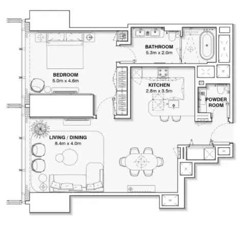 Floor plan, 1 Bed