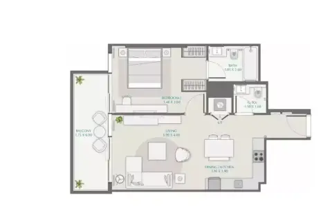 Floor plan, 1 Bed