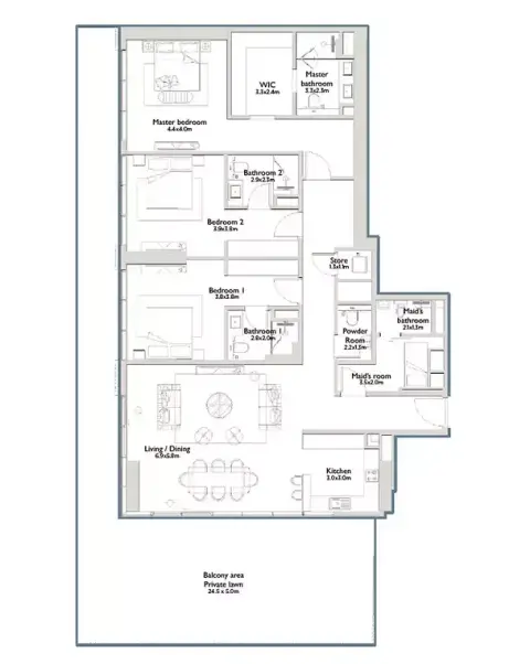 Floor plan, 3 Bed