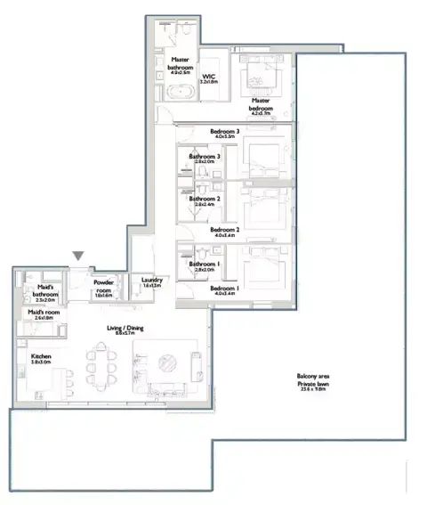 Floor plan, 4 Bed