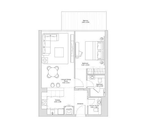 Floor plan, 1 Bed