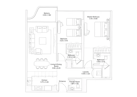 Floor plan, 2 Bed
