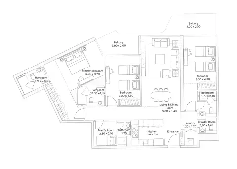 Floor plan, 3 Bed