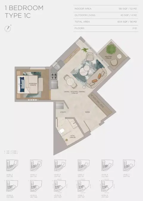 Floor plan, 1 Bed