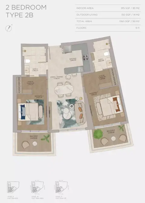 Floor plan, 2 Bed