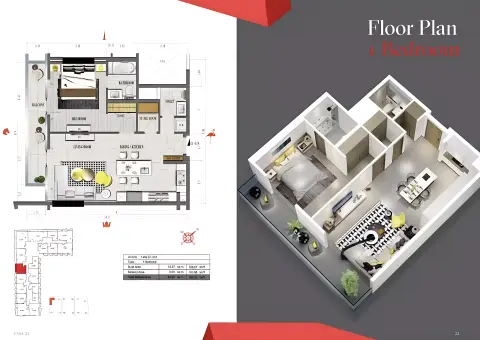 Tonino Lamborghini Phase 2 floor plan, 1 Bed, 828 sq ft