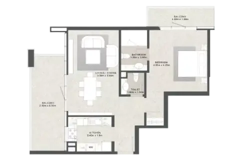 Floor plan, 1 Bed