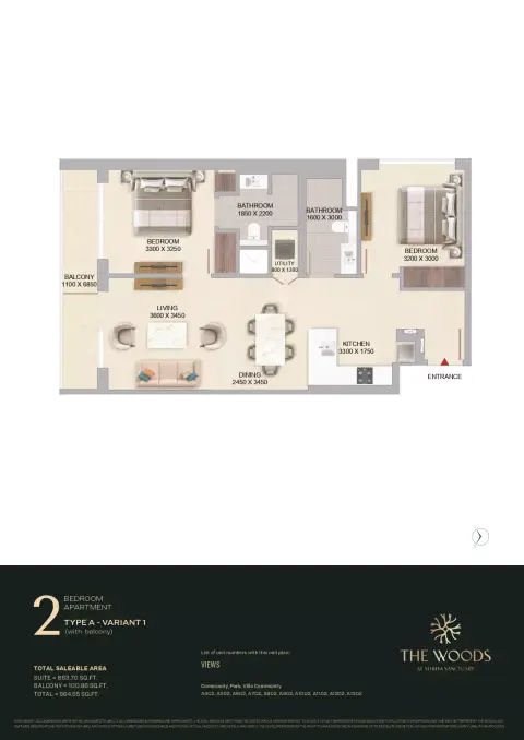 Floor plan, 2 Bed